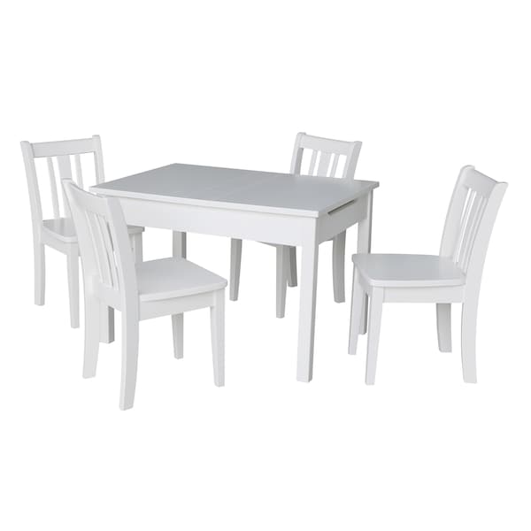 International Concepts Rectangle Table with 4 San Remo Juvenile Chairs, 24 in W, 33.1 in L, 22.2 in H, Wood, White K08-JT2532L-CC105-4 - main
